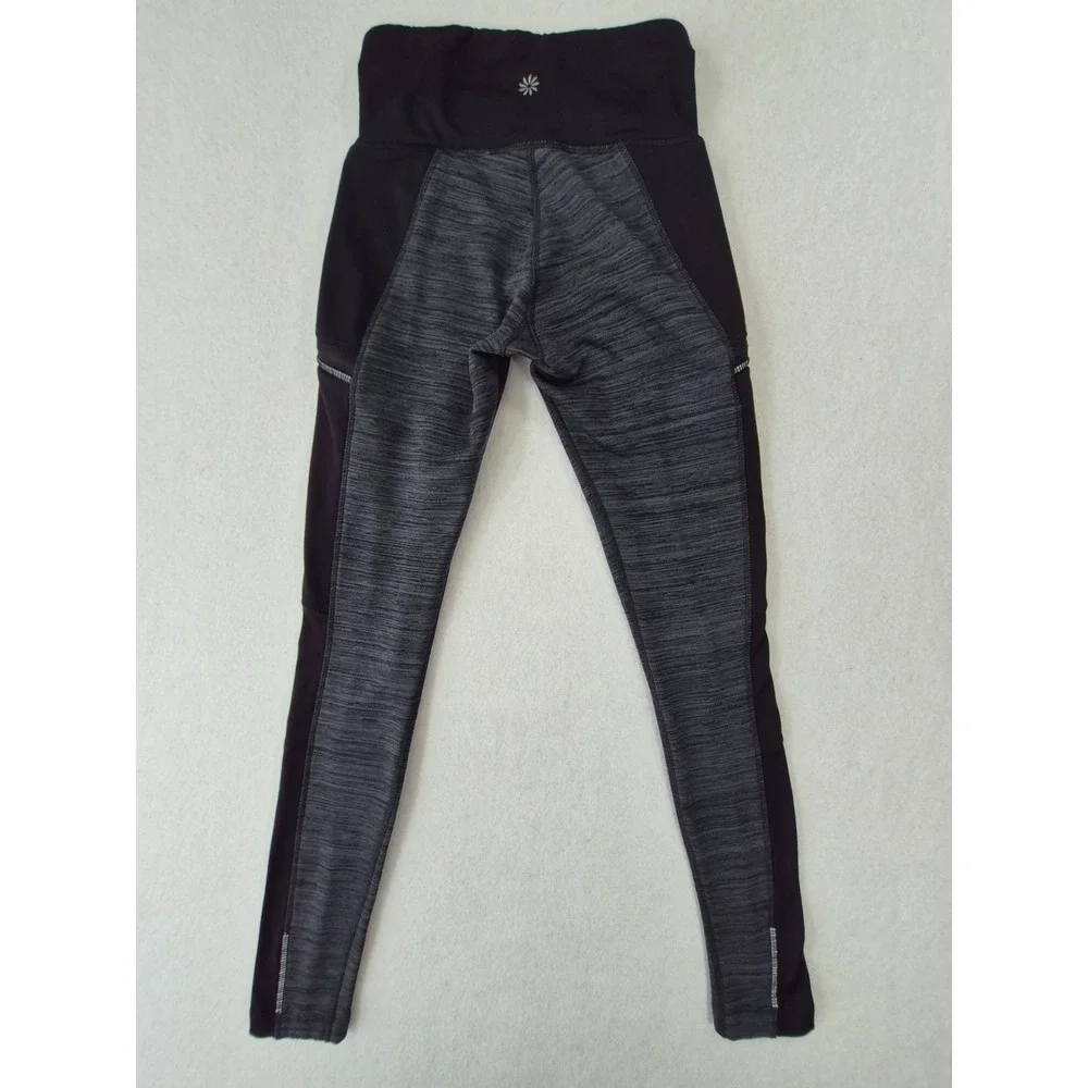 Athleta Fleece Lined Leggings XXS Black Gray Athletic Yoga Running Pants